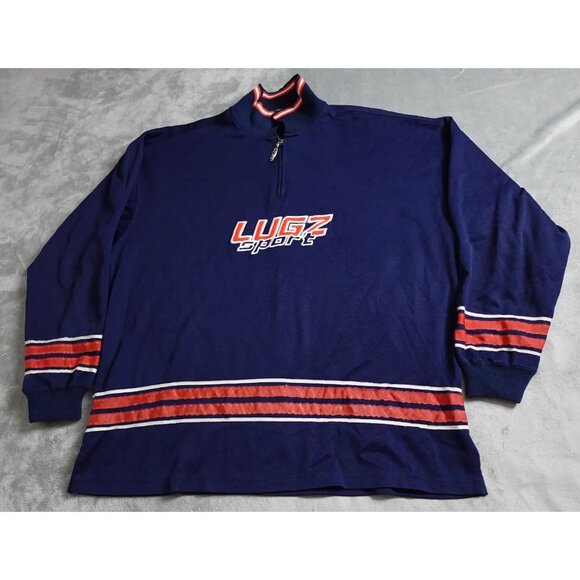 Vintage Lugz Sport Track Jacket Men's 2XL Blue 1/4 Zip Hip Hop Outdoor - Picture 1 of 10